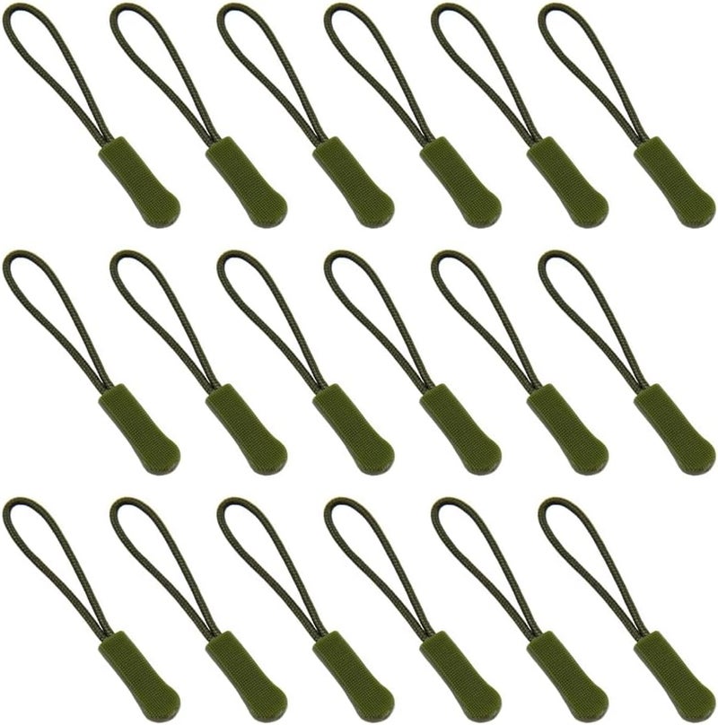Ruidee 50 Pieces Zipper Pulls Zipper Tabs Zipper Pull Cord Extender Replacement Zipper Pulls for Backpacks, Jackets, Luggage, Purses, Handbags（Military Green） - Image 1